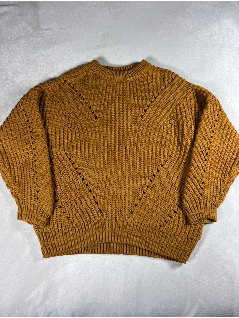 Topshop Sweater Womens Size S Brown Rib-Knit Crew Neck Short Sleeve Pullover